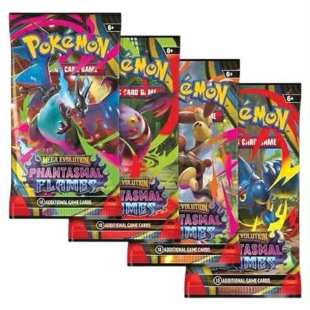 Mega Phantasmal Flames booster pakke | Tilfeldig artwork, hver pakke inneholder 10 tilfeldige kort.