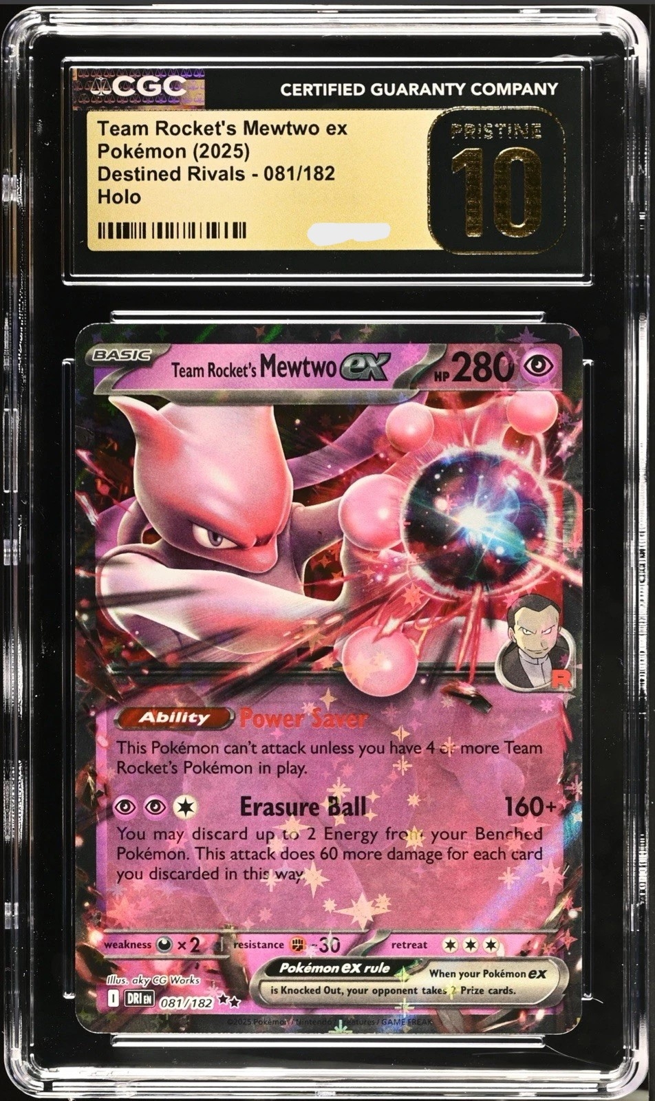 Mewtwo EX 081/182, CGC Prestine 10 | Destined Rivals 