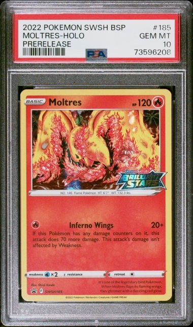 Moltres Stamped holo, PSA 10 | SWSH185